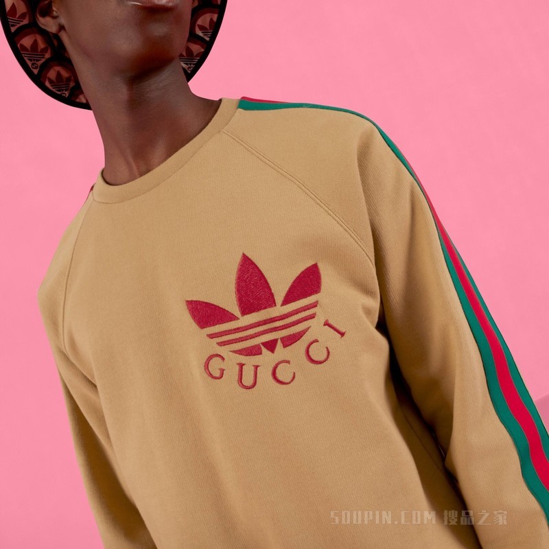 adidas x Gucci针织棉卫衣 深米色