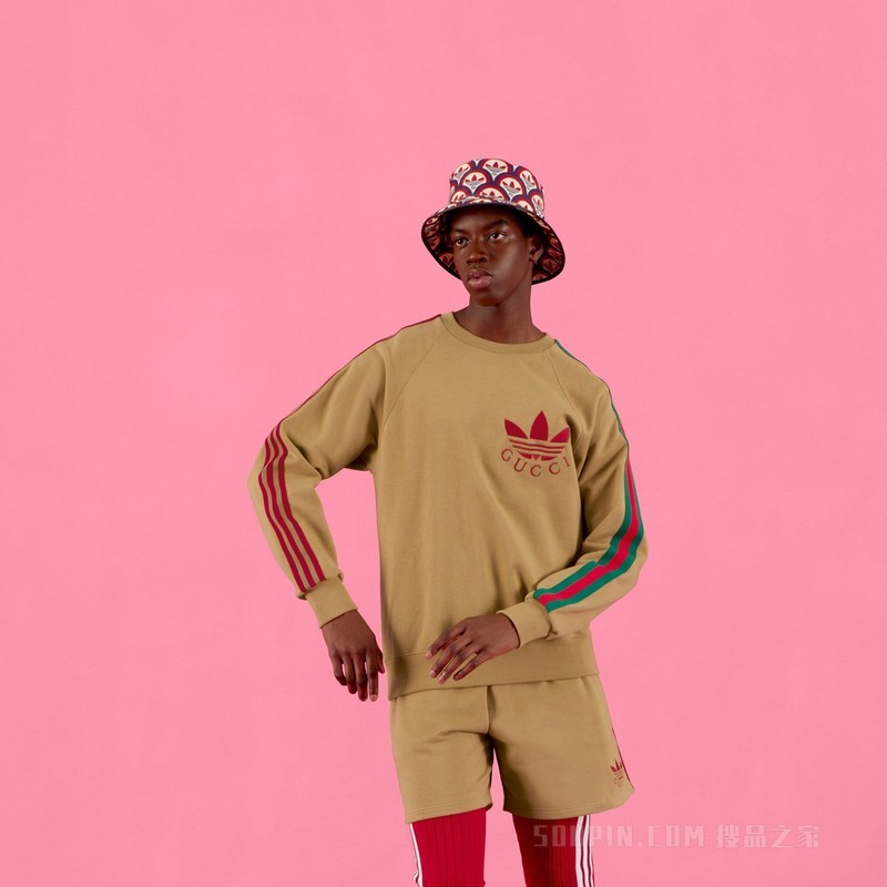adidas x Gucci针织棉卫衣 深米色