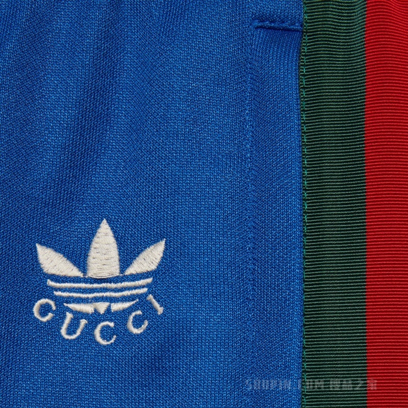 adidas x Gucci联名系列针织棉运动长裤 钴蓝色