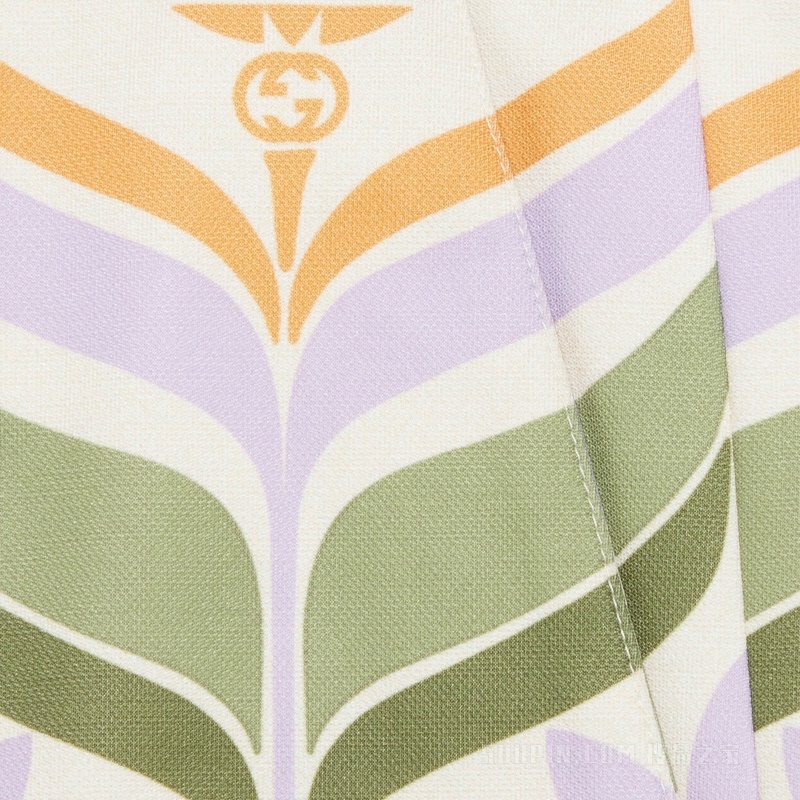adidas x Gucci联名系列Trefoil印花短裤 绿色和象牙白色
