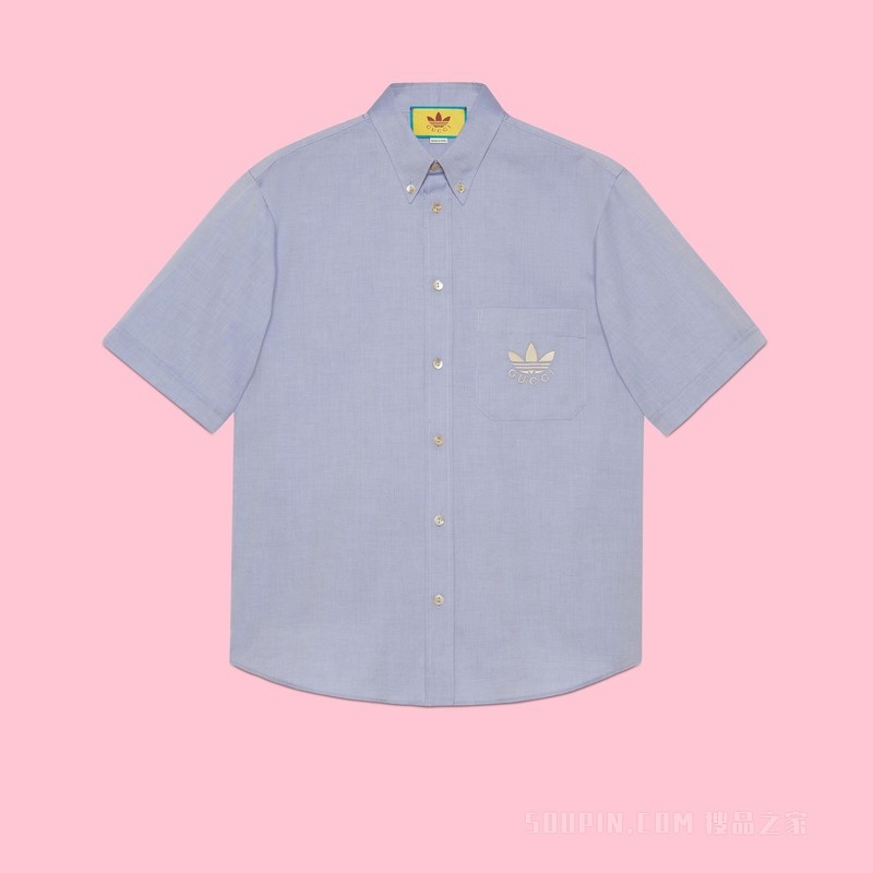 adidas x Gucci联名系列牛津棉衬衫 浅蓝色