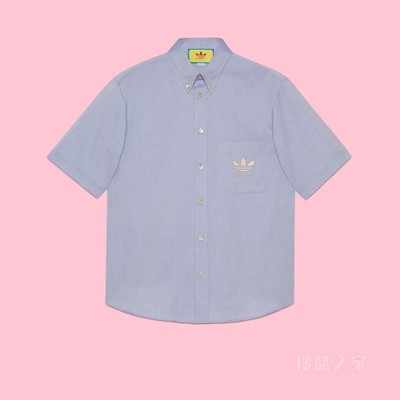 adidas x Gucci联名系列牛津棉衬衫 浅蓝色