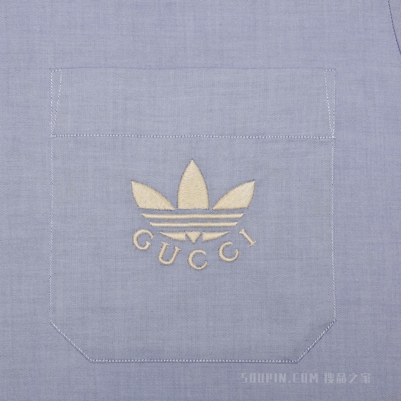 adidas x Gucci联名系列牛津棉衬衫 浅蓝色