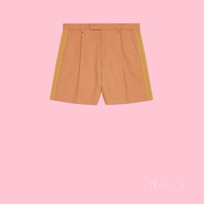 adidas x Gucci联名系列顺滑粗斜纹布短裤 橙色