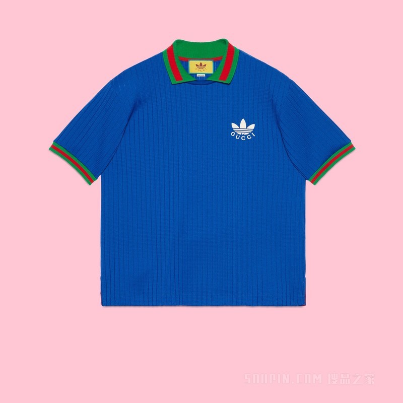 adidas x Gucci联名系列涤纶Polo衫 钴蓝色