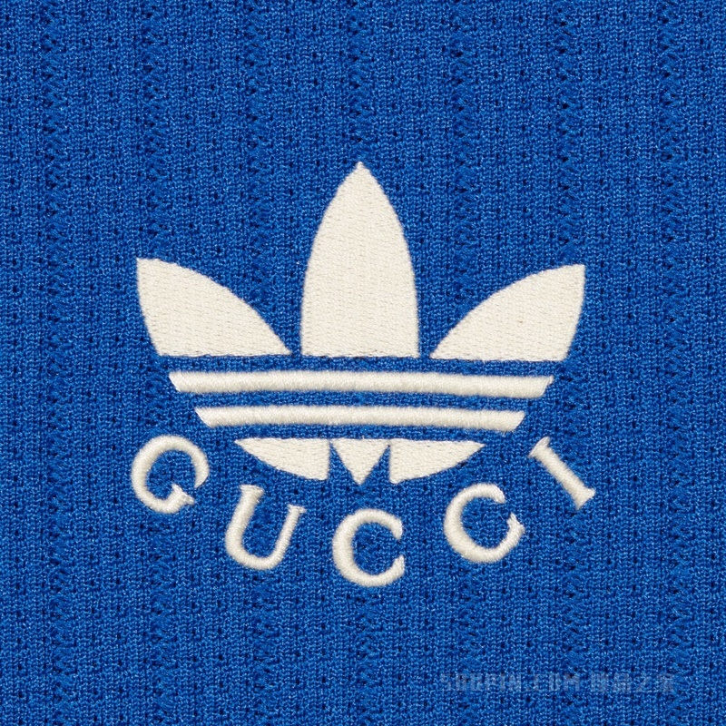 adidas x Gucci联名系列涤纶Polo衫 钴蓝色