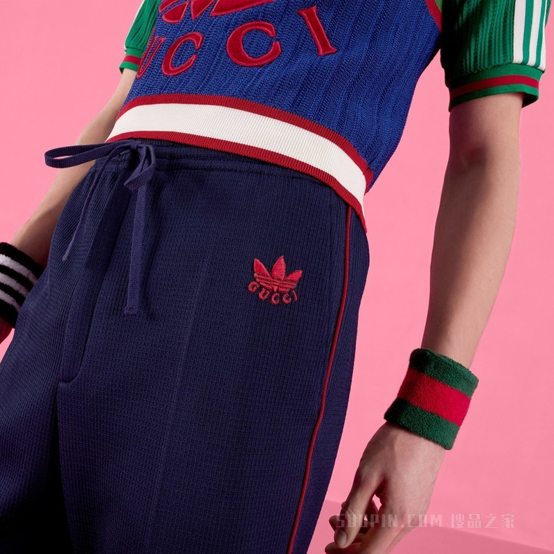 adidas x Gucci联名系列针织长裤 蓝色