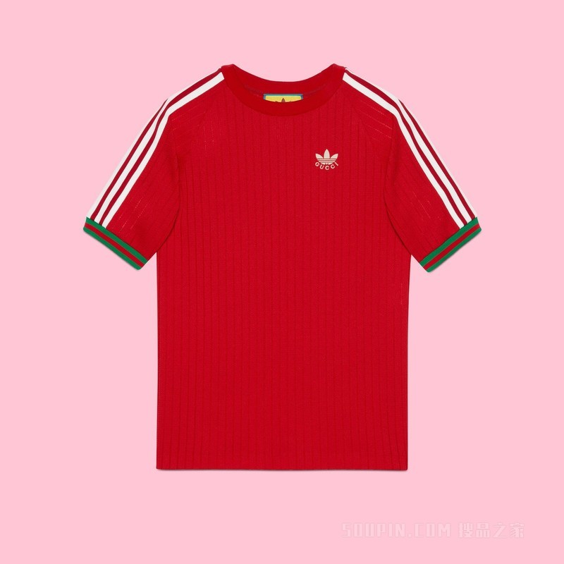 adidas x Gucci联名系列针织T恤 红色