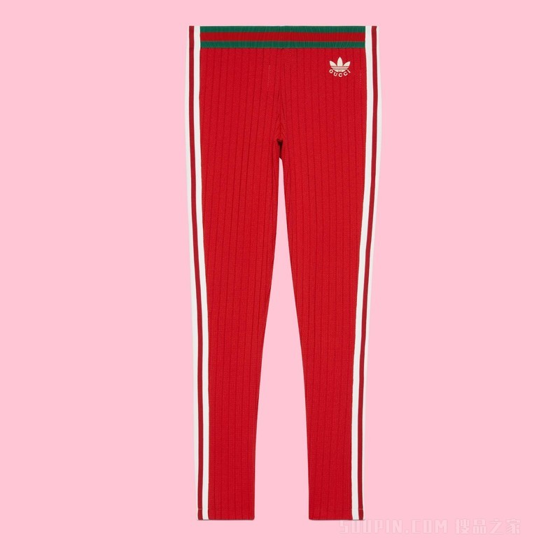 adidas x Gucci联名系列针织运动长裤 红色