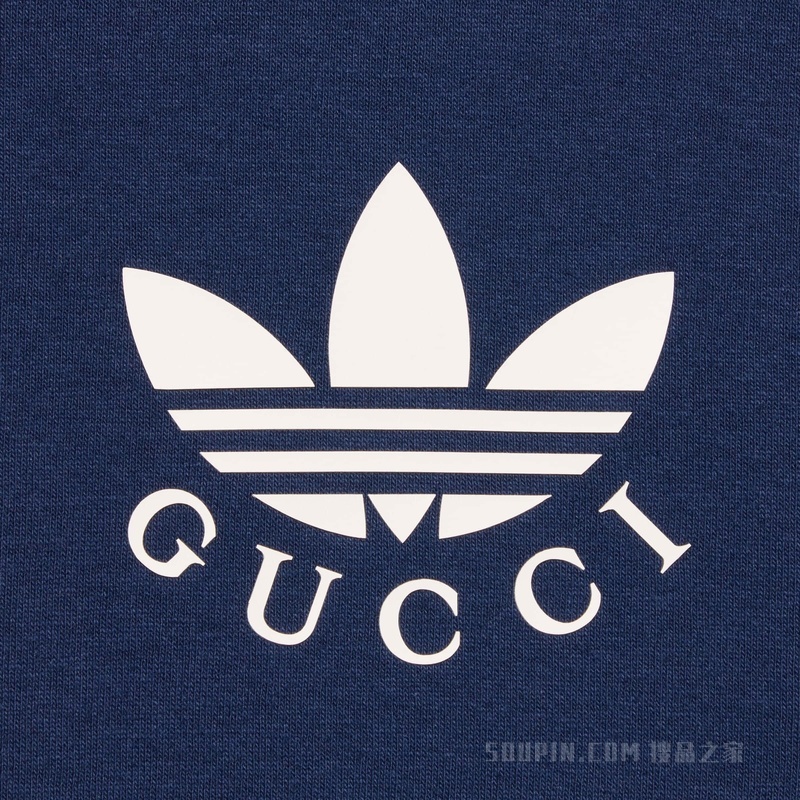 adidas x Gucci联名系列针织棉T恤 深蓝色