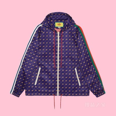 adidas x Gucci联名系列Trefoil印花夹克 蓝色