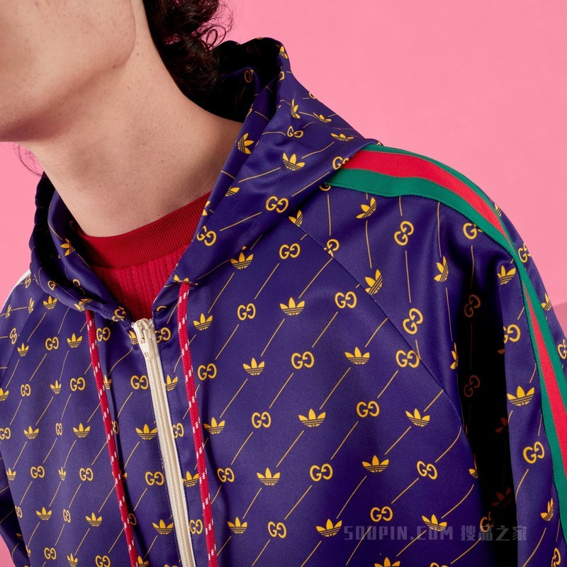 adidas x Gucci联名系列Trefoil印花夹克 蓝色