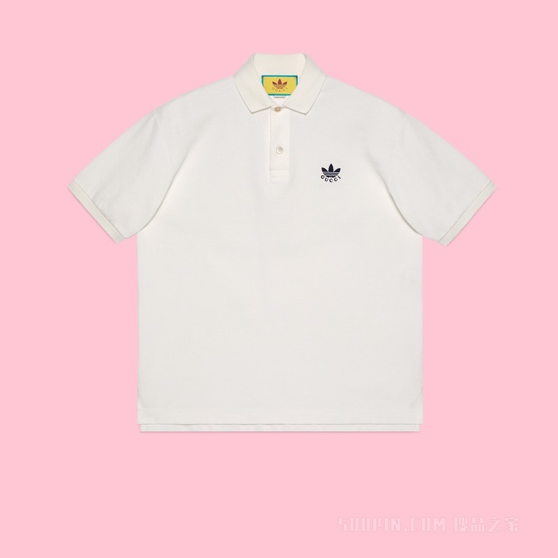 adidas x Gucci联名系列珠地棉Polo衫 白色