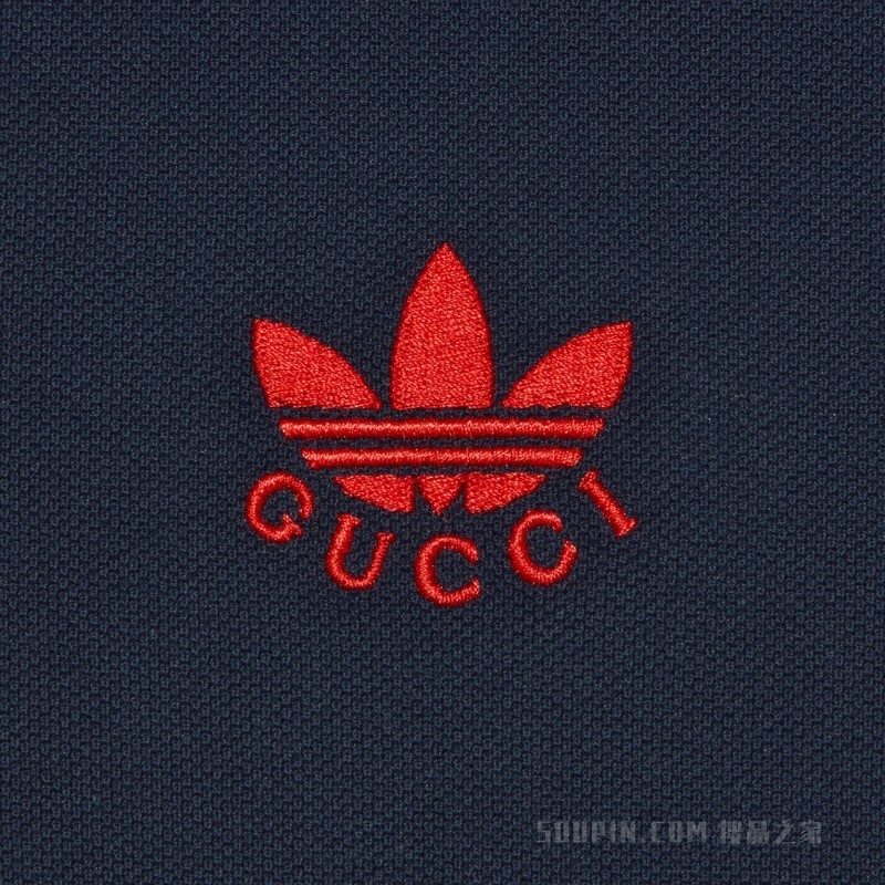 adidas x Gucci联名系列珠地棉Polo衫 深蓝色