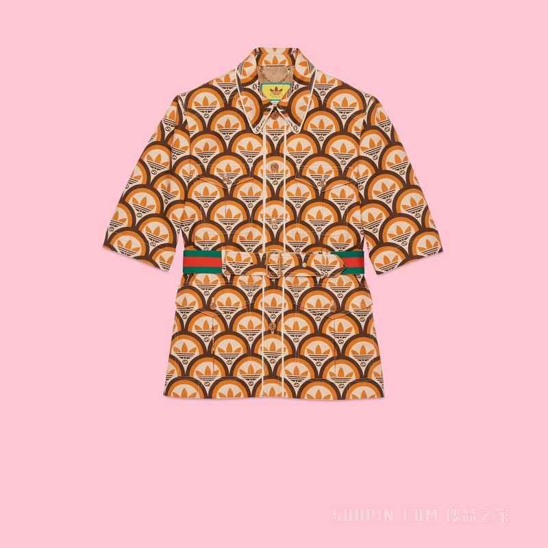 adidas x Gucci联名系列互扣式双G和Trefoil夹克 米色和棕色