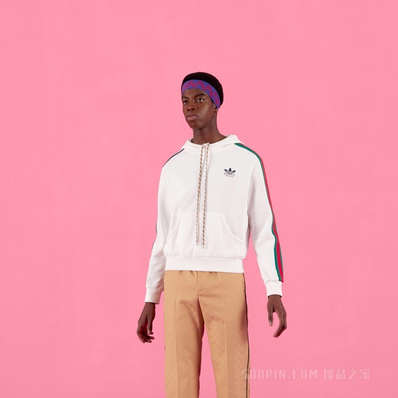 adidas x Gucci联名系列棉质卫衣 象牙白