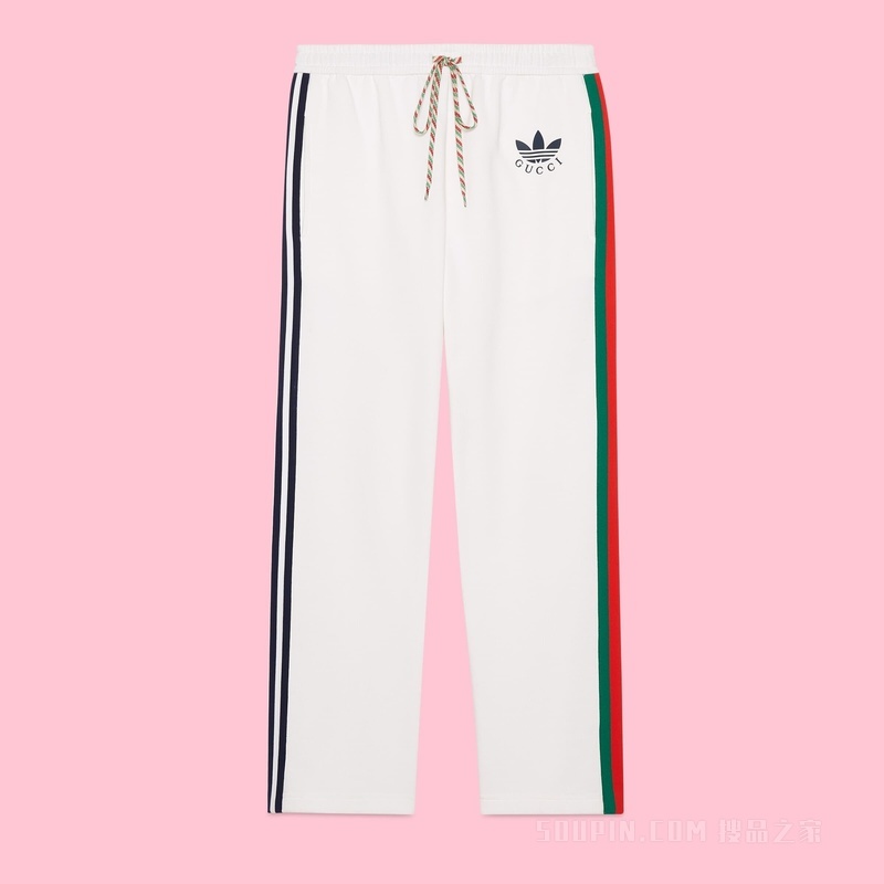 adidas x Gucci联名系列棉质运动长裤 象牙白