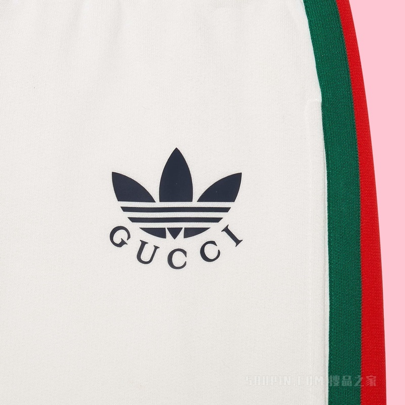 adidas x Gucci联名系列棉质运动长裤 象牙白