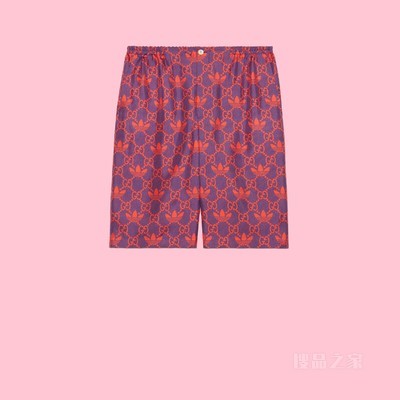 adidas x Gucci联名系列GG短裤 紫色和红色