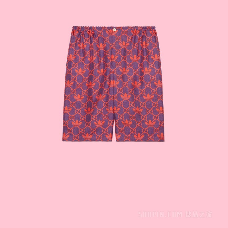 adidas x Gucci联名系列GG短裤 紫色和红色