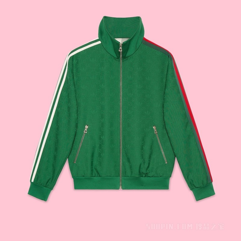 adidas x Gucci联名系列GG Trefoil提花夹克 绿色