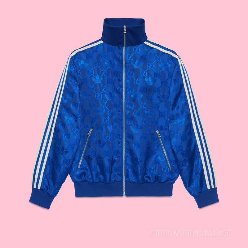 adidas x Gucci联名系列GG Trefoil提花夹克 钴蓝色