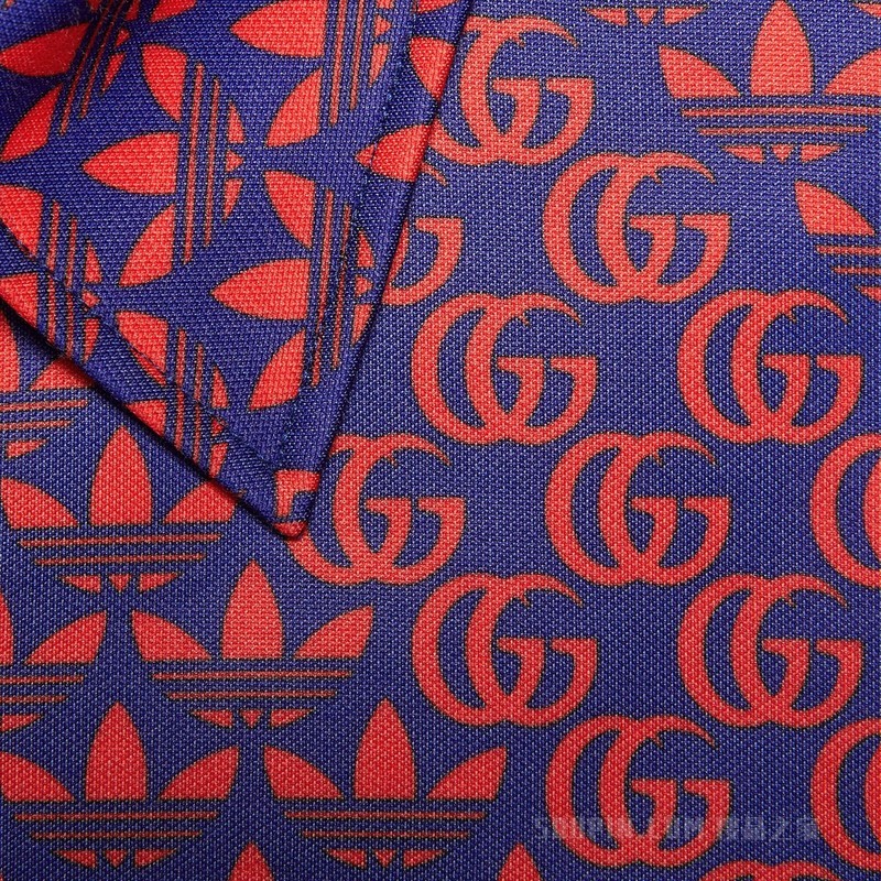 adidas x Gucci联名系列双G和Trefoil印花夹克 蓝色和红色