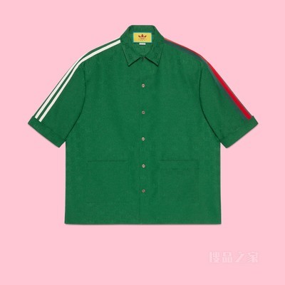 adidas x Gucci联名系列GG Trefoil提花衬衫 绿色