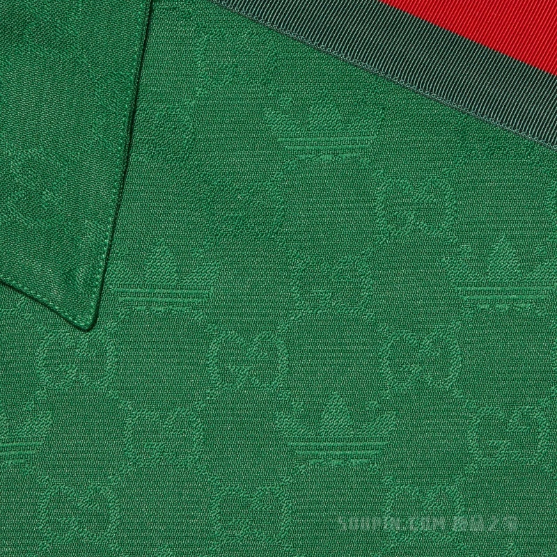 adidas x Gucci联名系列GG Trefoil提花衬衫 绿色
