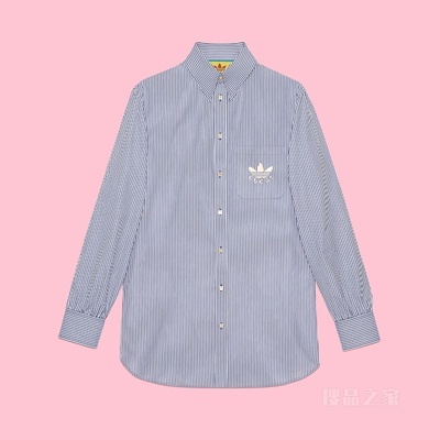 adidas x Gucci联名系列条纹棉质Polo衫 蓝色和白色
