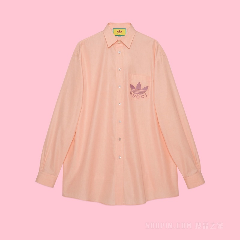adidas x Gucci联名系列精细色织衬衫 粉色