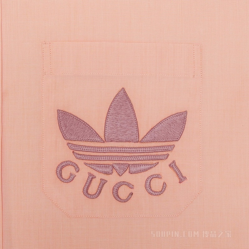 adidas x Gucci联名系列精细色织衬衫 粉色
