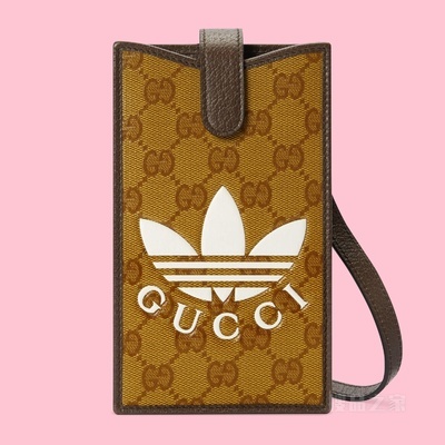 adidas x Gucci联名系列手机套 米色和棕色水晶帆布