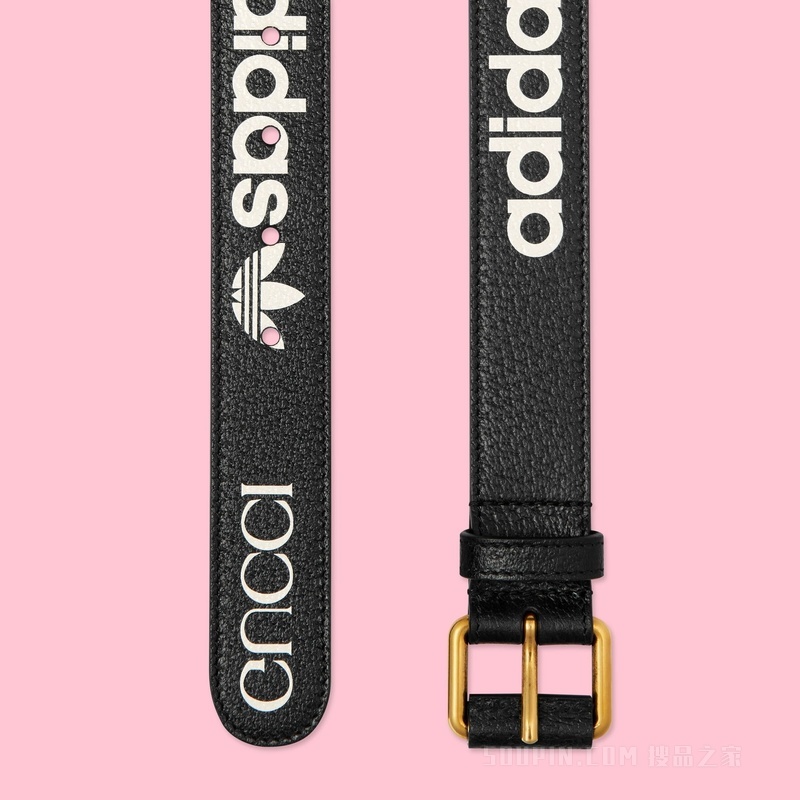 adidas x Gucci联名系列腰带 黑色和白色皮革