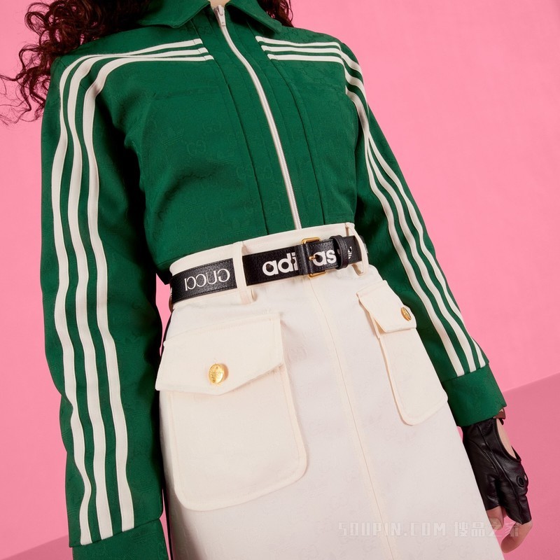 adidas x Gucci联名系列腰带 黑色和白色皮革