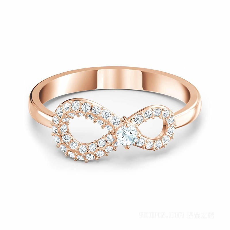 Swarovski Infinity 戒指, Infinity, 白色, 鍍玫瑰金色調