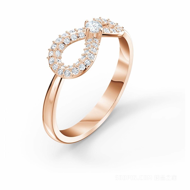 Swarovski Infinity 戒指, Infinity, 白色, 鍍玫瑰金色調