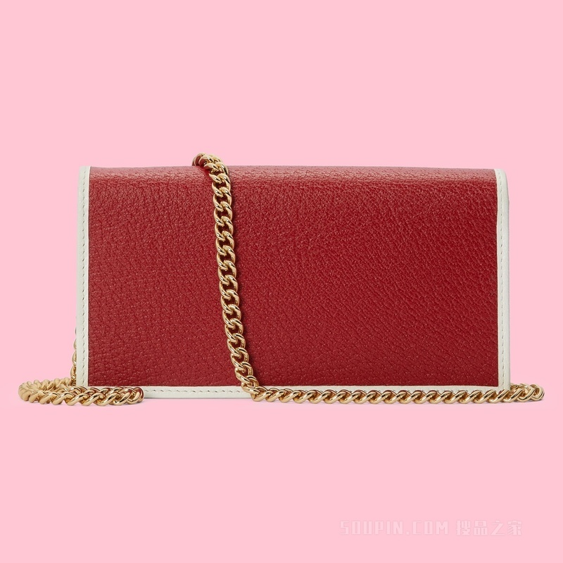 adidas x Gucci联名系列饰链带钱包 红色皮革