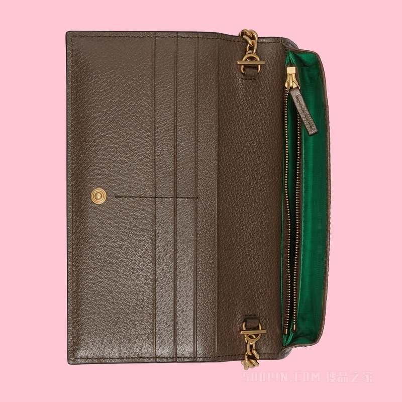 adidas x Gucci联名系列饰链带钱包 米色和棕色水晶帆布