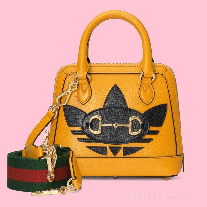 adidas x Gucci Horsebit 1955系列迷你手袋 黄色和黑色皮革