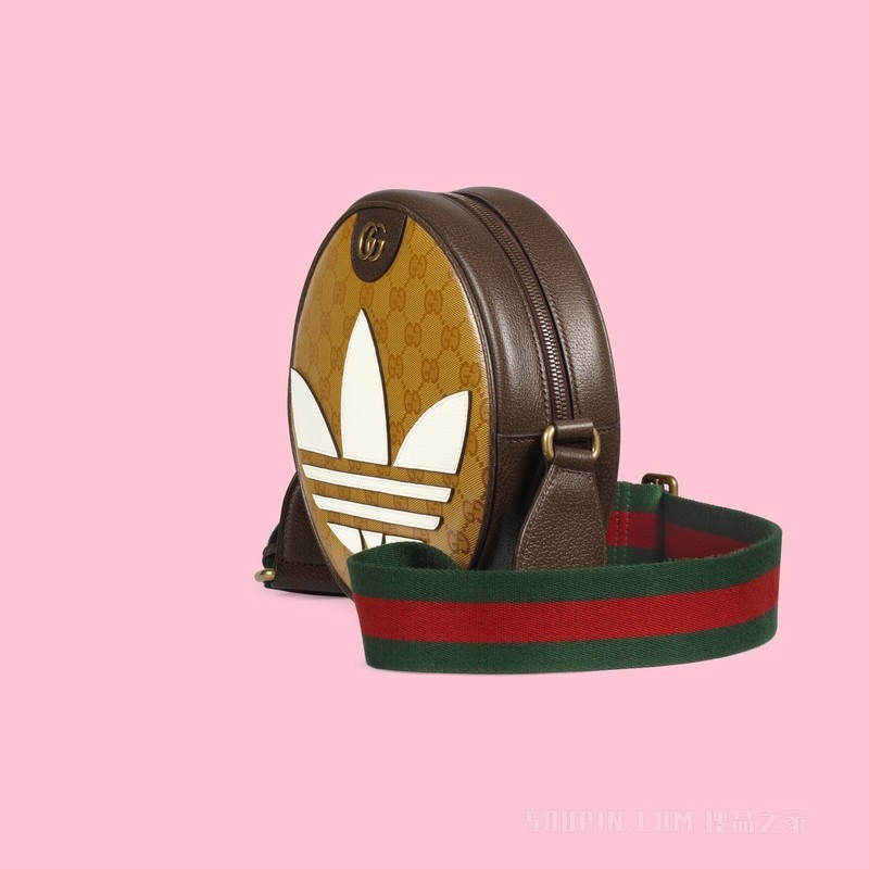 adidas x Gucci Ophidia系列小号肩背包 米色和棕色