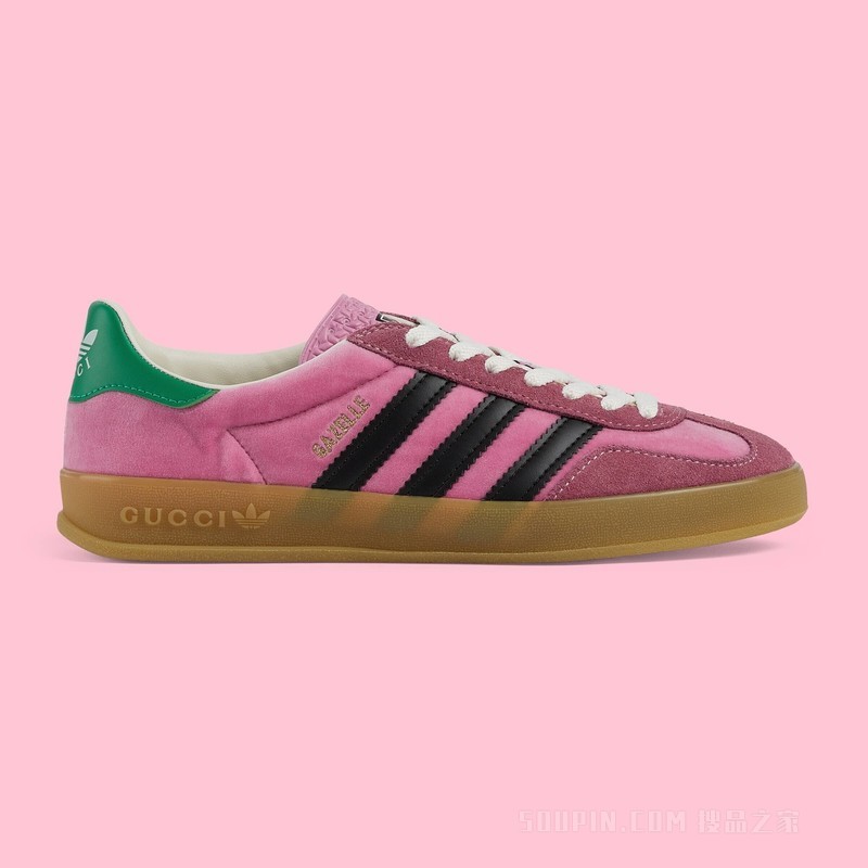 adidas x Gucci联名系列女士Gazelle运动鞋 粉色天鹅绒