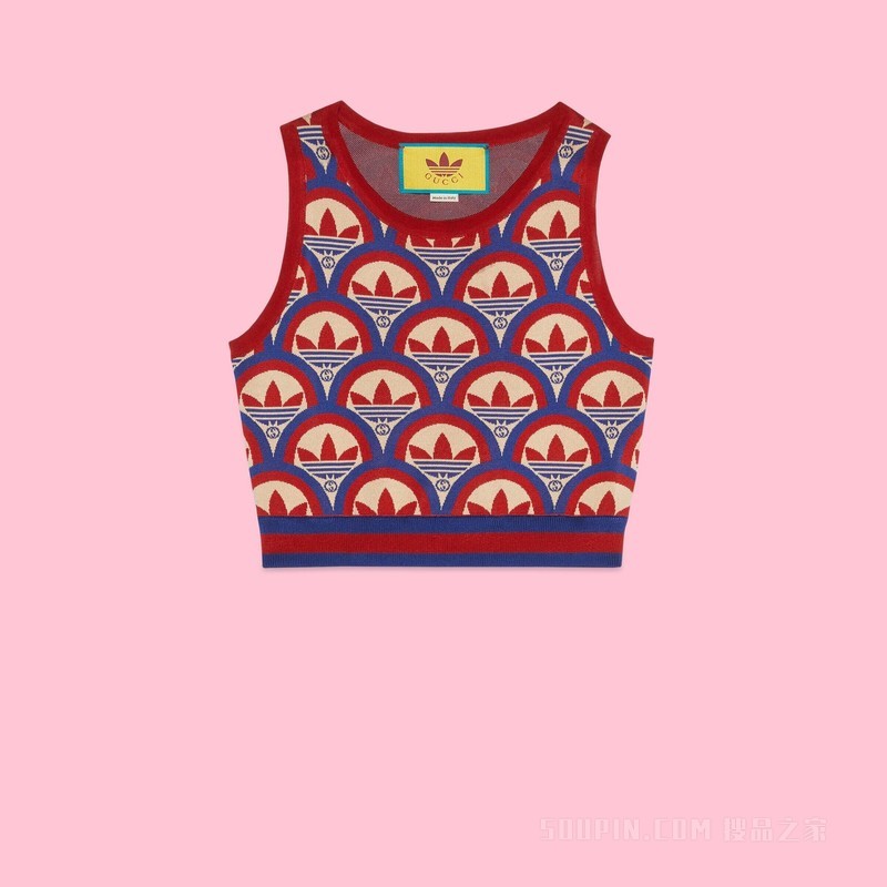 adidas x Gucci联名系列提花上衣 红色和蓝色