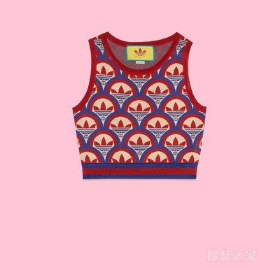 adidas x Gucci联名系列提花上衣 红色和蓝色