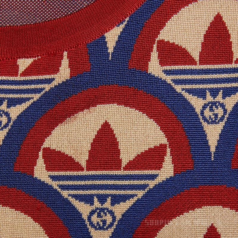 adidas x Gucci联名系列提花上衣 红色和蓝色