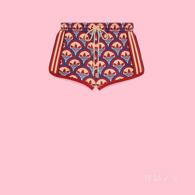 adidas x Gucci联名系列提花短裤 红色和蓝色