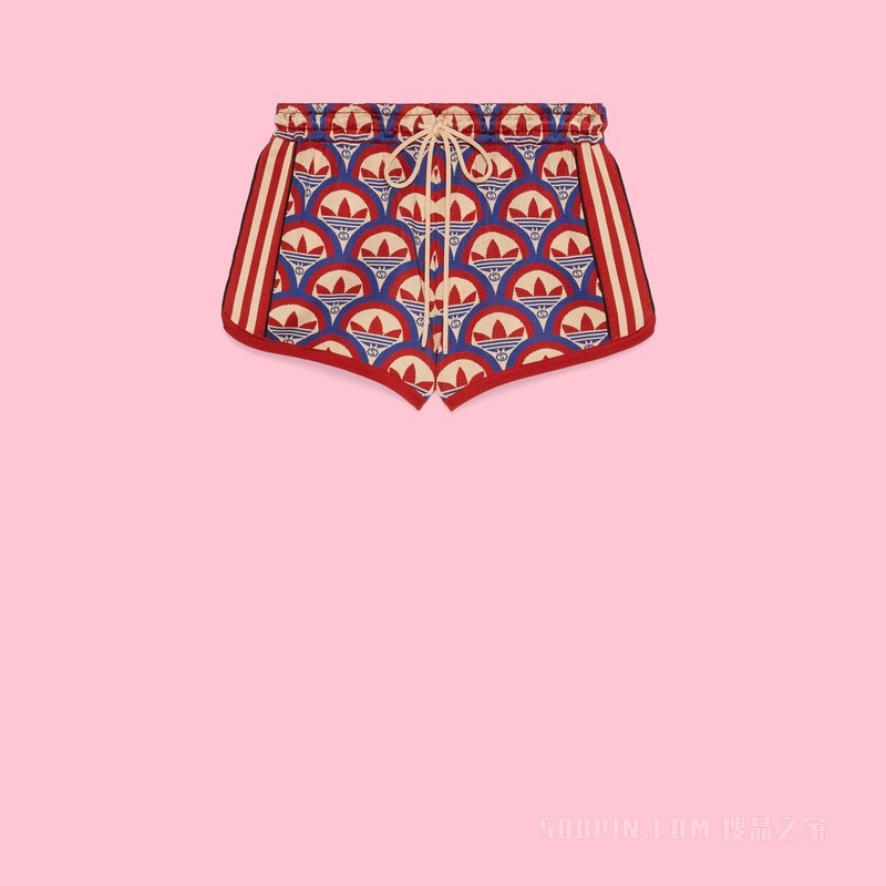 adidas x Gucci联名系列提花短裤 红色和蓝色