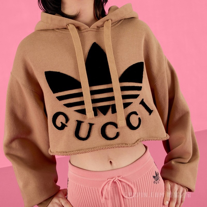adidas x Gucci联名系列短款卫衣 米色