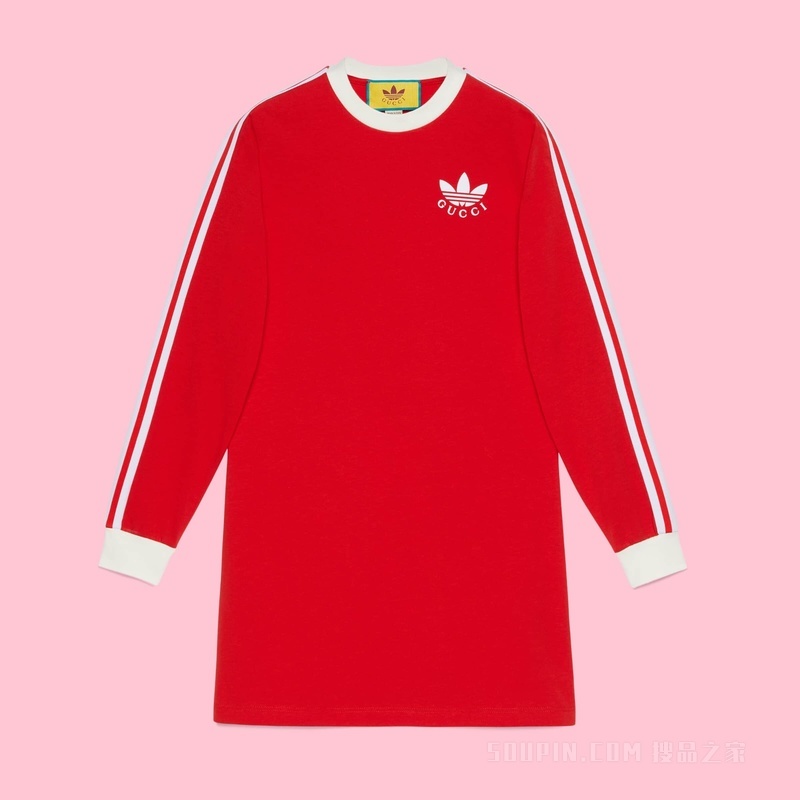 adidas x Gucci联名系列T恤连衣裙 红色