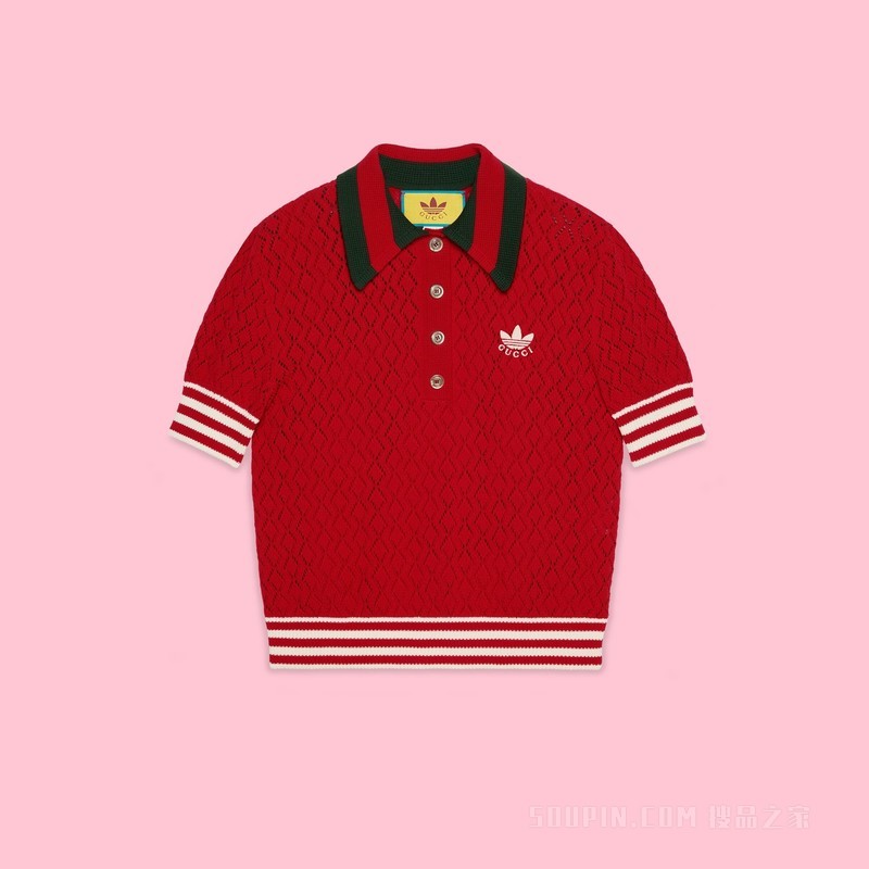 adidas x Gucci联名系列棉质Polo衫 红色